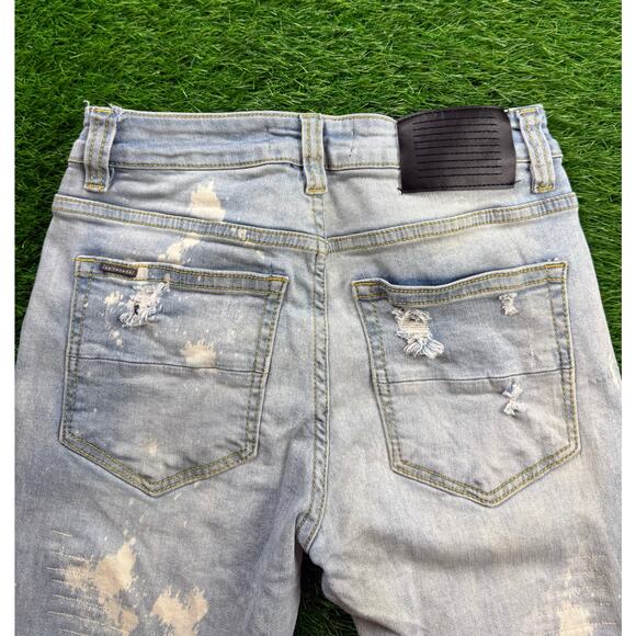 Serenade Men’s Size 30 Light Wash Distressed Skinny Jeans Ripped Stretch Denim - Picture 3 of 10